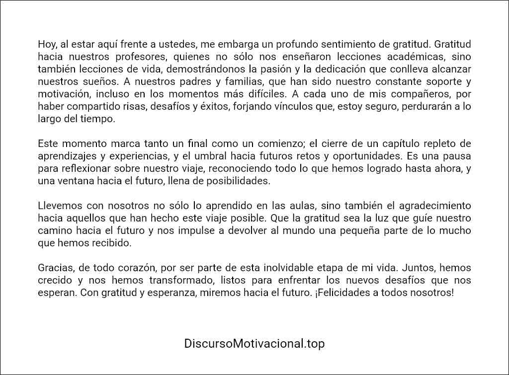 Plantilla De Discurso De Acto De Graduacion